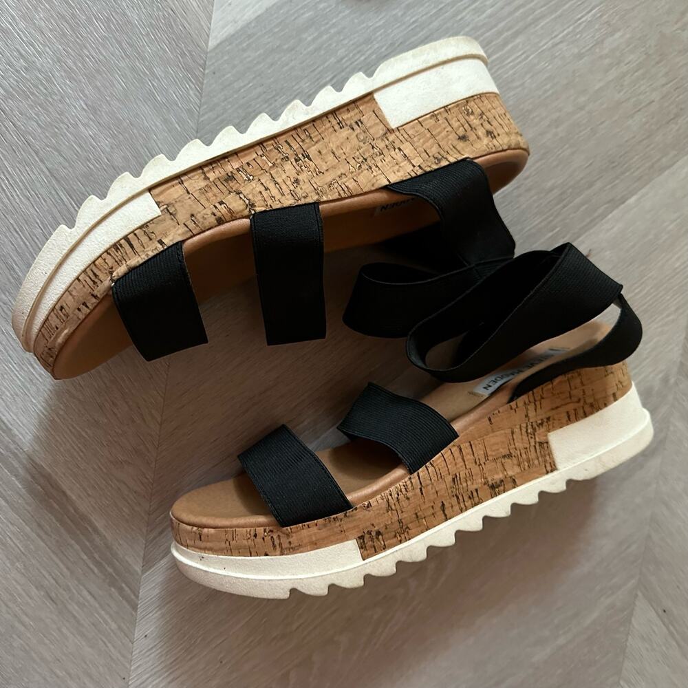 Steve Madden Bandi Platform Sandals Elastic Cork … - image 3